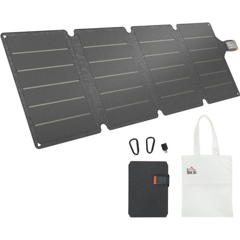 Chargeur solaire pliable 36W panneau solaire portable ports type-C et USB-a imperméable IP67 89,8 x 27,9 x 1 cm gris (1/5)
