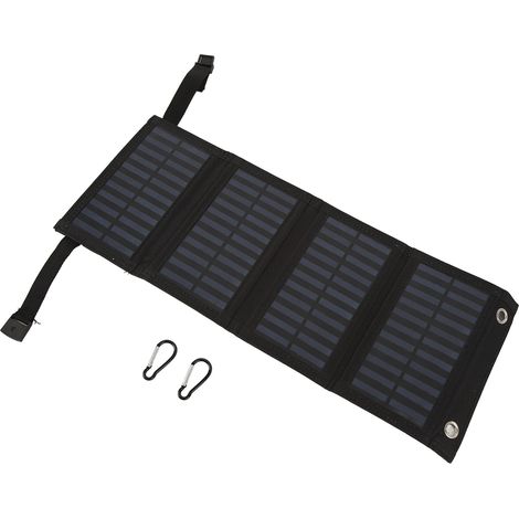 Panneau solaire pliable avec port USB, 5,5 V 20 W en silicium monocristallin haute efficacité, étanche IP65, adapté au camping en plein air, noir. (1/5)