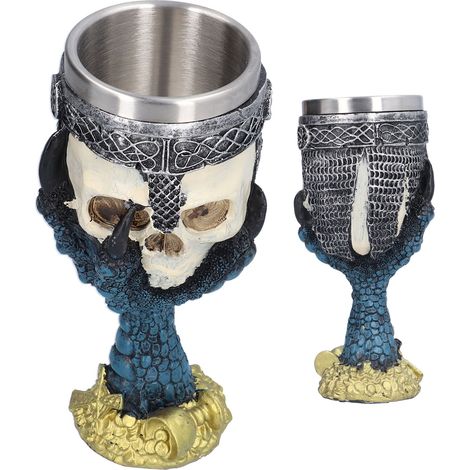 Totenkopfschale aus Kunstharz mit Edelstahl-Innenseite, Weinglas mit Adlerkopf, originelle Dekoration, personalisiertes Geschirr, Modell 8007 (1/5)