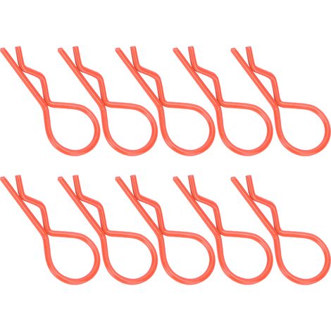 10 Stück 13 mm RC-Car-Karosserieclips, R-förmige Metall-Karosserieclips, Stifte für 1/5 1/6 1/8 1/10 RC-Cars (Orange) (1/5)