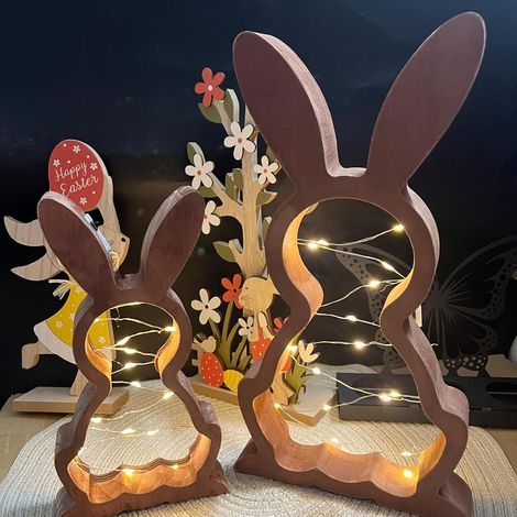 2pcs Easter Wooden Bunny LED – Modern Decoration with Light Garland Indoor & Outdoor (1/5)