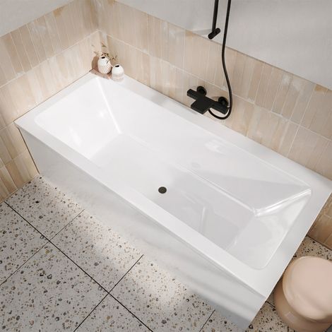 Vasca rettangolare duo 180x80x54cm - 100% acrilico bianco lucido - Linee dritte