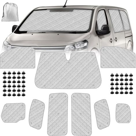 Pare-Soleil de Pare-Brise de Voiture Compatible avec 2016-2025 Citroen Jumpy LWB 2019-2025 Opel Vivaro 2022-2025 Fiat Scudo, Lot de 9 Pliables Pare-Soleil pour Intérieur de Voiture,2017-2025 9 Pièces  (1/5)
