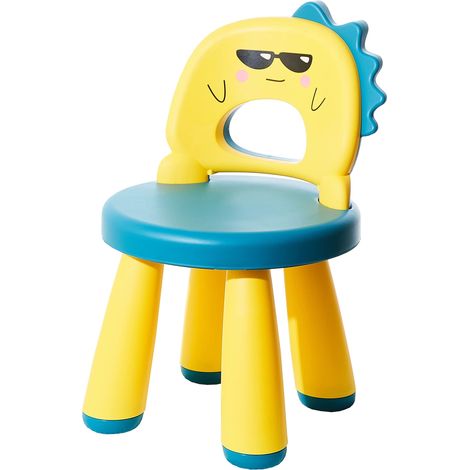 Chaise De Bureau Enfant En Plastique - Tabouret enfant - Fauteuil Enfant Et Bébé Ergonomique Confortable Légère Robuste - Adapté De 2 À 6 Ans - Facile À Nettoyer - Design Dinosaure - Petite Chaise (1/5)