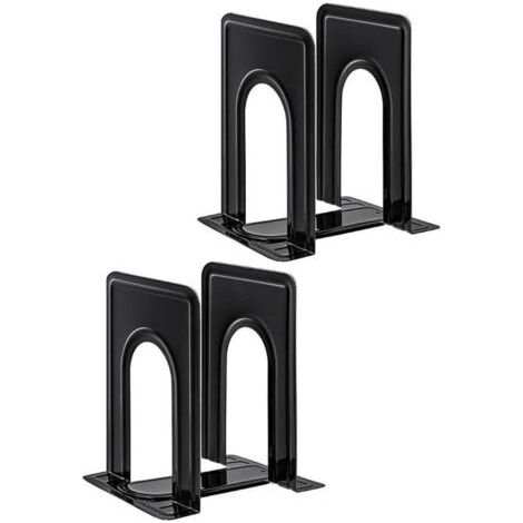 Serre-livres en métal pour étagères, 4 pièces, noirs, antidérapants, robustes, pour étagères, bureau, maison, 17 x 14,8 x 12,6 cm (1/5)