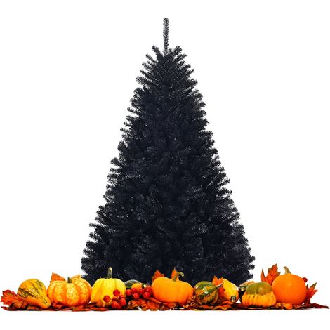Albero di Natale 180cm 1036 rami Abete non illuminato con base metallica Nero (1/4)