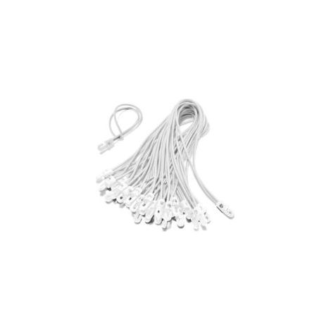 Confezione da 75 cordini elastici corti con ganci da 19 cm - Ideali per fissare bagagli, attrezzatura da campeggio, teloni, mobili da giardino, attrezzatura da ciclismo (bianchi)