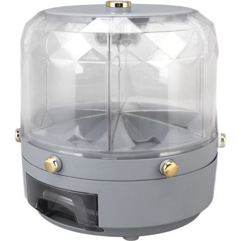 Boîte de rangement rotative pour céréales, 6 compartiments, 6 kg, distributeur de riz rotatif à 360° pour riz, haricots et autres céréales, gris, pour la cuisine et la maison (1/5)