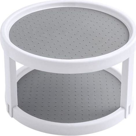 Plateau Tournant Epices - 2 Niveaux - Rotation 360 Degres - Surface Antidérapante - Diametre 25,4 Cm - Hauteur 15 Cm - 1 Unite (1/4)