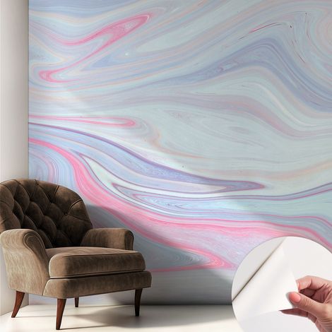 Tapete Selbstklebend - abwaschbar - Tapete mit Motiv - trendige Wanddeko - elegant Fototapete Pastellfarbener Wirbel 250x250 cm (1/5)