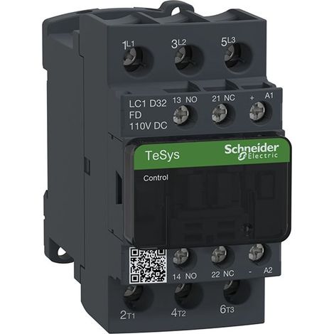 Contactor de potencia TeSys D 3P AC-3 32A bobina 110VCC LC1D32FD de Schneider (1/3)