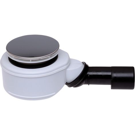 Sifone per piatti doccia basso DN40/50 con snodo sferico per fori 90mm, con piastra d 113mm in acciaio inox (1/2)