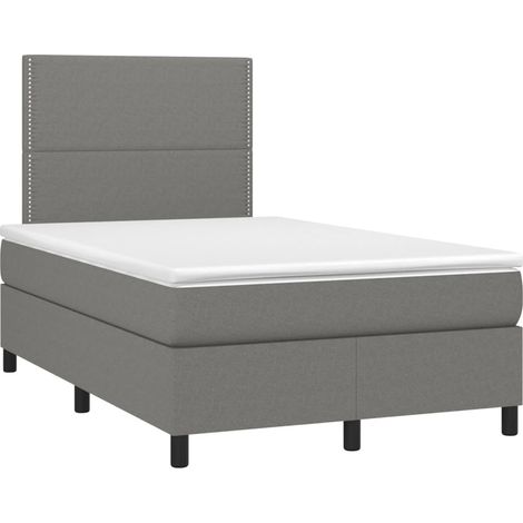 Lit double Lit adulte Sommier à lattes de lit avec matelas gris foncé 120x190cm tissu