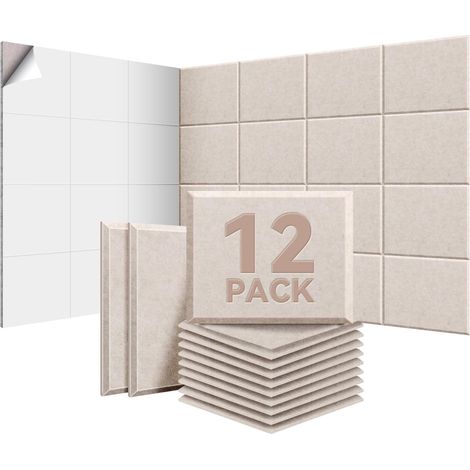 Lot de 12 panneaux acoustiques autocollants, 30400.9cm Isolation phonique efficace, Couverture 1,44㎡, haute densité (230kg/m³) NRC 0.95, mousse acoustique pour murs et portes, salle de jeux (1/5)