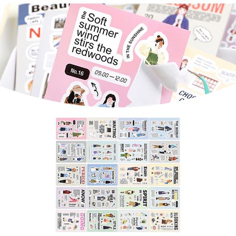 20 feuilles d'autocollants décoratifs romantiques et mignons à faire soi-même, pour album photo/scrapbooking (Type 3). (1/5)