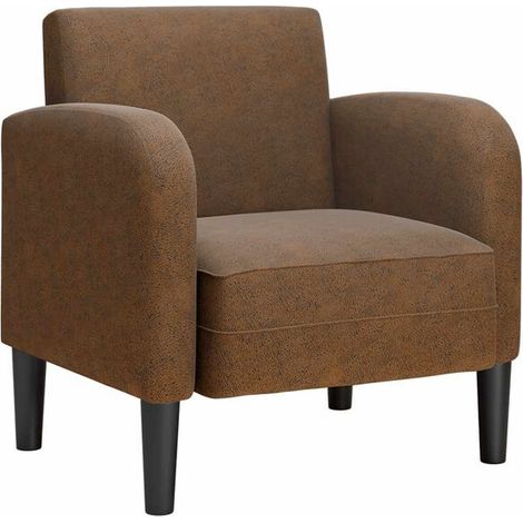 Fauteuil canapé marron en similicuir avec accoudoirs, 54 cm (1/5)