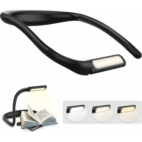 reading lamp to wear around your neck, with foldable arms and an 1800mAh rechargeable battery. This LED desk lamp offers 3 light colors and continuously adjustable brightness levels. (1/5)