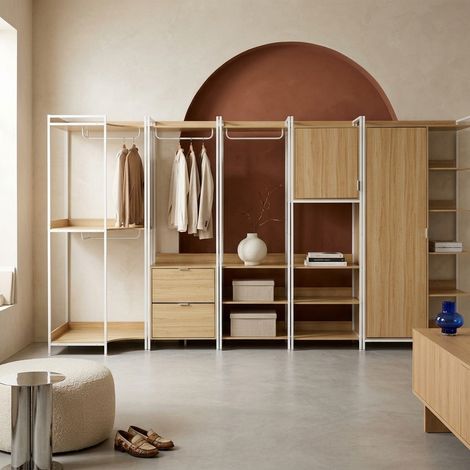 Kit dressing modulable blanc avec 5 éléments. L 360 x P 48 x H 190 (1/5)