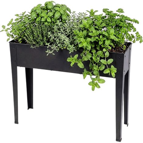 Garten Hochbeet aus Metall anthrazit mit Fußkappen – 102 x 80 cm – Pflanzbeet pulverbeschichtet für Gemüse und Blumenbeete