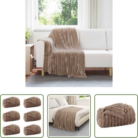 Couverture pour canapé - Couvertures à jeter 6 pcs Camel 150 x 130 cm Toison (1/5)
