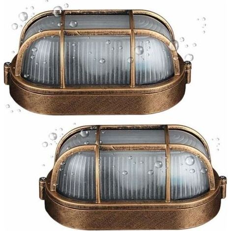 (2 pack)Applique D'extérieur,Lampe Ovale En Aluminium Moulé Sous Pression Applique,Murale Marine Nautique Lumière Vintage Industrielle,Lampe De Bateau,Décoration Mur Patio Couloir Lampes abat-jour (1/5)
