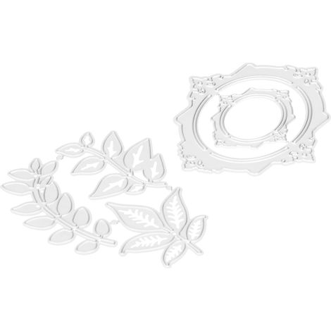 2 découpes cadre photo motif feuilles, acier carbone, gabarit de découpe et embossage pour album scrapbooking DIY, 2 pièces (1/5)