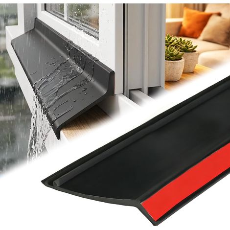 Rain and Rain Strip for Windows, Rubber Seal Strip Water Protection for Windows, Doors and Balconies from Water Entry (Black, 5.5cm x 5m) (1/5)