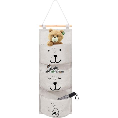 Sac de Rangement Suspendu Mural 3 Poches - Organiseur Pliable pour Salle de Bain/Cuisine/Chambre - Installation Facile sans Percer (1/5)