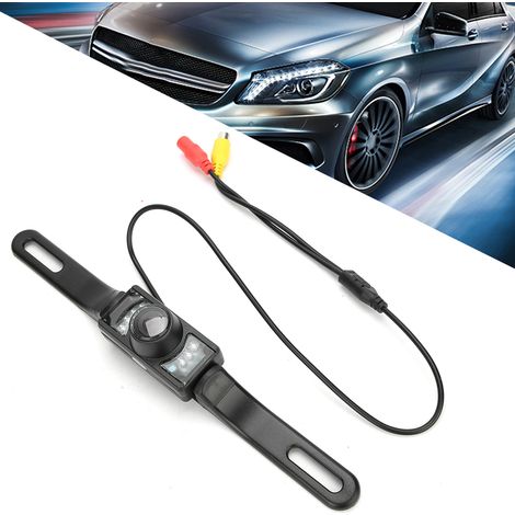 Caméra de recul de voiture avec vision nocturne infrarouge HD 140° et moniteur pour cadre de plaque d'immatriculation long (1/4)