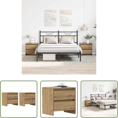 vidaXL Nachtschrank - Nachttisch 2 pcs Artisan-Eiche 45 x 34 x 44,5 cm Holzwerkstoff (1/5)