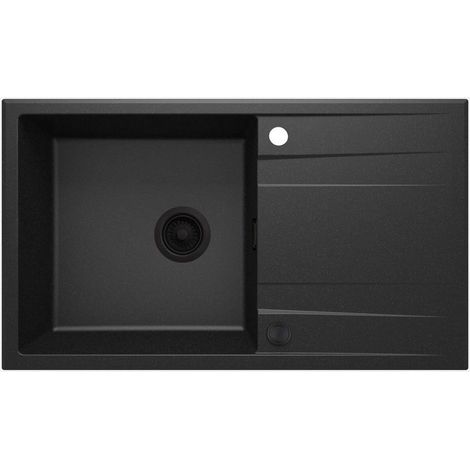 Lavello cucina in granito con 1 vasca e gocciolatoio 86x50 cm grafite metallizzata - Lyra
