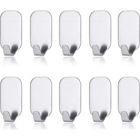 Set mit 10 selbstklebenden Haken aus Edelstahl 304, stabile Wandhalterungen zur Aufbewahrung und Organisation