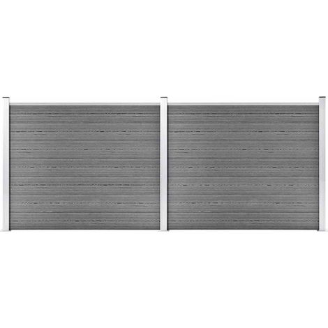 Ensemble de panneau de clôture WPC 353x146 cm Gris (1/5)