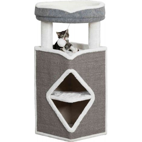 Tiragraffi Cat tower Arma 98cm, grigio/bianco/grigio (1/5)