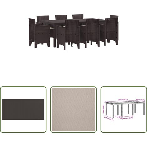 Garten Tisch - Garten Essgruppe 9 pcs Braun Polypropylen (1/5)