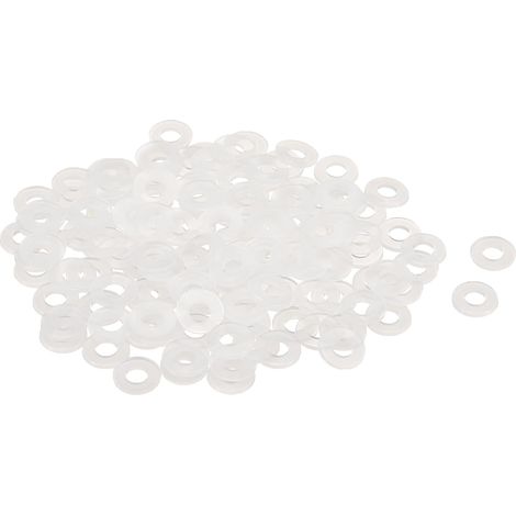 120Pcs M4 Rondelles Plates en Nylon 4mm ID 9mm OD 1mm Épaisseur Rondelle Lisse Joints en Plastique Joint d'Étanchéité Entretoise Bague, Blanc (1/5)