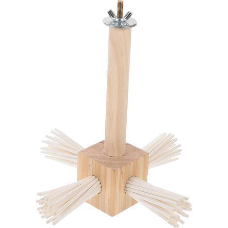 Wooden Perch for Parakeets, Rotating Stand with Bell (1/5)