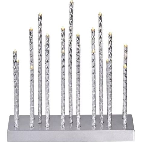 Portacandele per albero di Natale, argento, 19 LED, 28 cm, 3xAA, luce bianca calda, timer, emos (1/5)