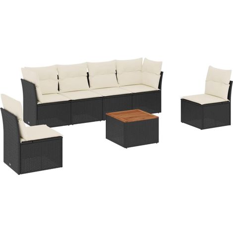 Maison Exclusive - Set de comedor de jardín 7 pzas y cojines ratá (1/3)