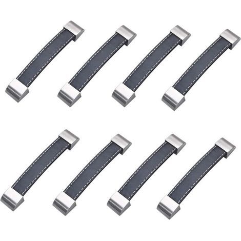 8-teiliges Schrankgriff-Set, Schubladengriffe, Schrankgriffe aus PU-Leder für Kleiderschranktüren, Schränke, Koffer, 128 mm (1/4)