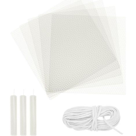 Bienenwachs Kerzen Bastelset 5 Stück Weiß 20x20cm mit Baumwolldocht