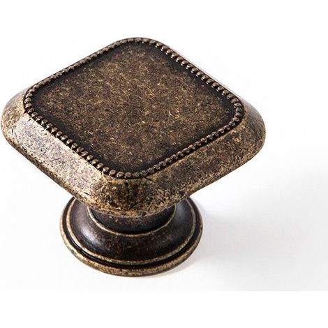 Blister mit 4 Möbelknöpfen aus Metall, mit Altleder-Finish, Mod. 3120, 30 x 30 mm REI