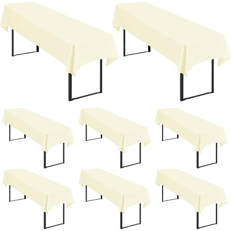 8er Set Tischdecken für Bierzeltgarnitur 250x100cm Beige, pflegeleicht & waschbar