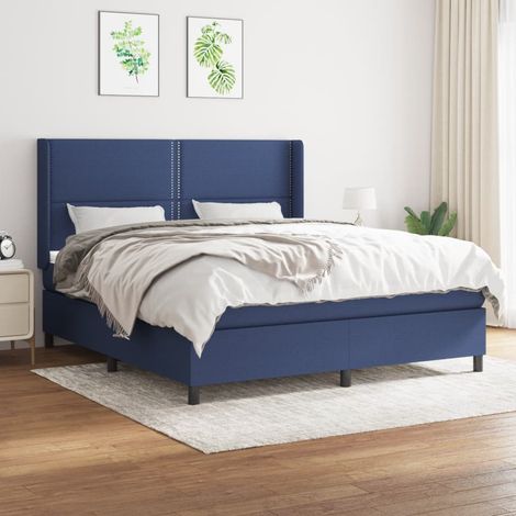 Boxspringbett mit Matratze Blau 180x200 cm Stoff (1/5)