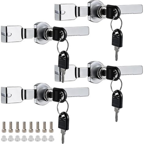 4 Pièces Serrure pour Terrarium avec Clés, Serrure à Glissière et à Cliquet pour Porte en Verre – Sans Perçage, Adaptée pour Verre de 2–8 mm d’Épaisseur (1/5)