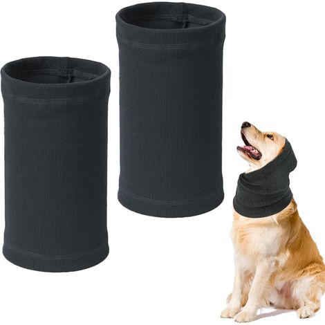 2 Pièces Cache-Oreilles et Tour de Cou pour Chien, Réduit Le Bruit, Protection Contre Le Bruit (Gris)（46cm-76cm)