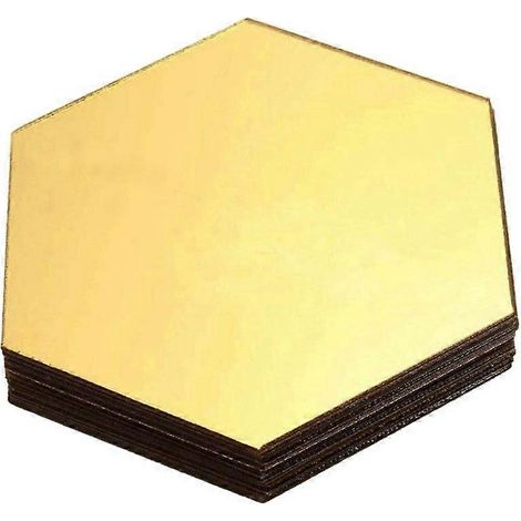 Lot de 12 stickers muraux hexagonaux 3D effet miroir, amovibles et dorés, à faire soi-même. (1/4)