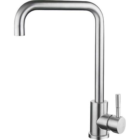 Küchenarmatur, 360° schwenkbare Mischbatterie, Edelstahl, einarmiger L-förmiger Hebel für 1 Loch (1/5)