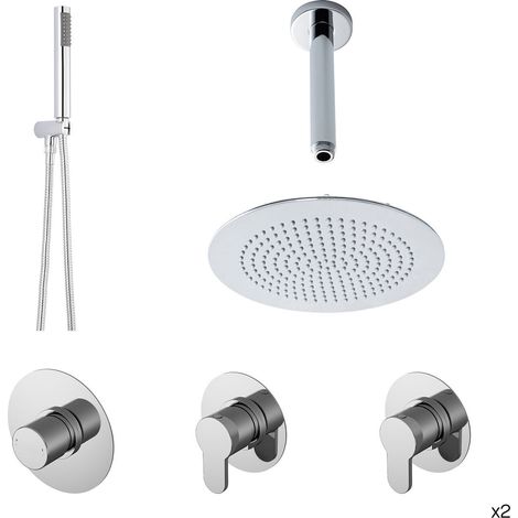 Balterley 2 Outlet Chrome Thermostatic Double Shower Bundle With Heads & Handsets
