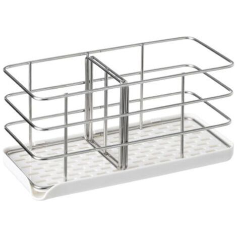 Pair Support de cuisine en acier inoxydable 304 pour évier, plateau blanc, rangement pratique pour évier
